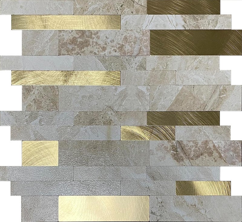 weimeisc 10 Sheets Backsplash Tile for Kitchen Peel and Stick, 11.81" X 11.81" Self-Adhesive Waterproof, Metal Backsplash Subway Tile, Stick on Tiles Kitchen Bathroom (Creamy) - Image 2